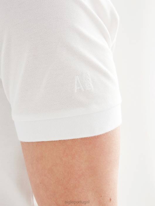 Aigle homens polo manga curta com gola dupla branco roupas D4DF154