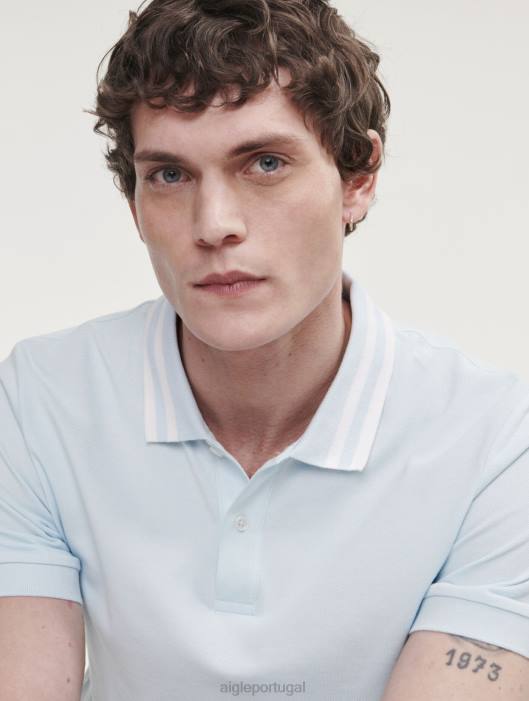 Aigle homens polo manga curta com gola dupla glacon roupas D4DF124