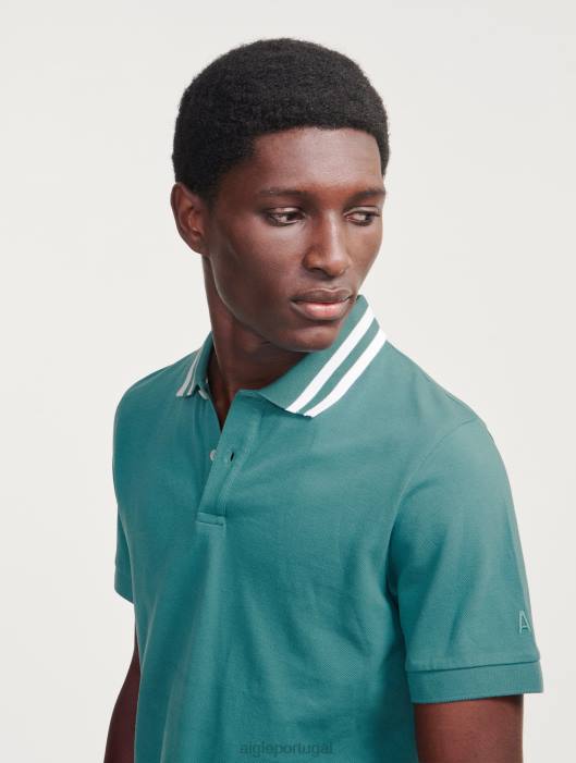 Aigle homens polo manga curta com gola dupla hidro roupas D4DF42