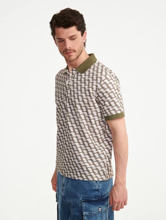 Aigle homens polo manga curta com monograma taillis pr roupas D4DF119