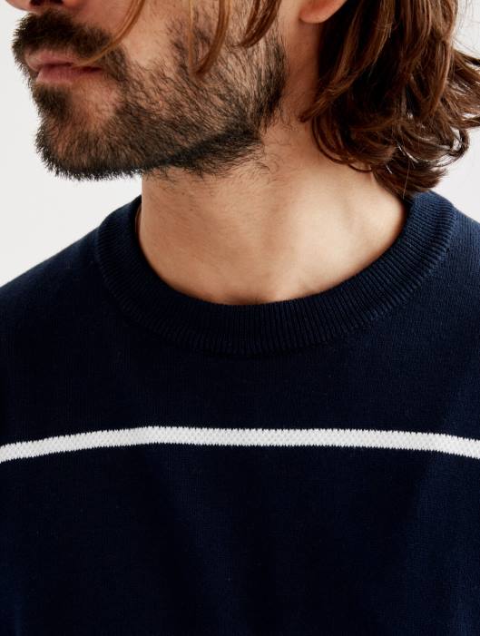 Aigle homens feito na França suéter de marinheiro com gola redonda e calibre fino império st roupas D4DF83