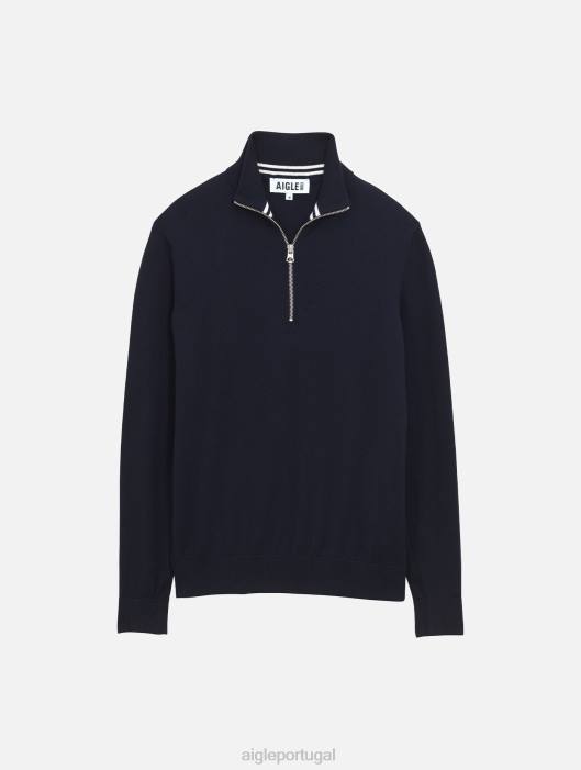 Aigle homens suéter de gola alta com meio zíper e calibre fino Império roupas D4DF30