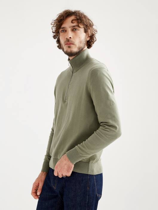 Aigle homens suéter de gola alta com meio zíper e calibre fino taillis roupas D4DF39