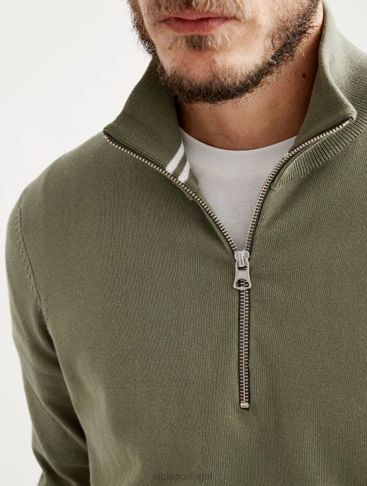 Aigle homens suéter de gola alta com meio zíper e calibre fino taillis roupas D4DF39