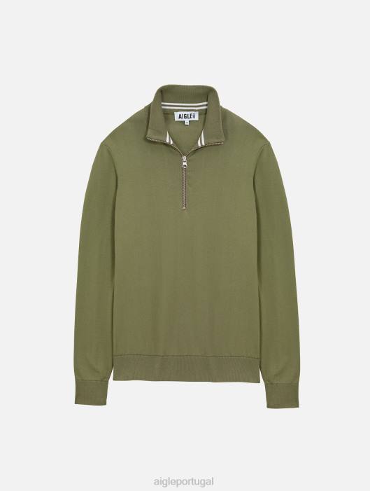 Aigle homens suéter de gola alta com meio zíper e calibre fino taillis roupas D4DF39