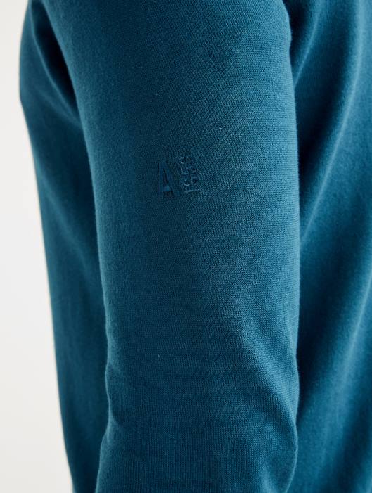 Aigle homens suéter de gola alta com meio zíper e calibre fino tempestade azul roupas D4DF29