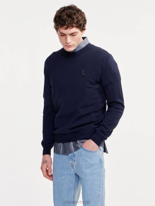 Aigle homens suéter de gola redonda de calibre fino Império roupas D4DF151