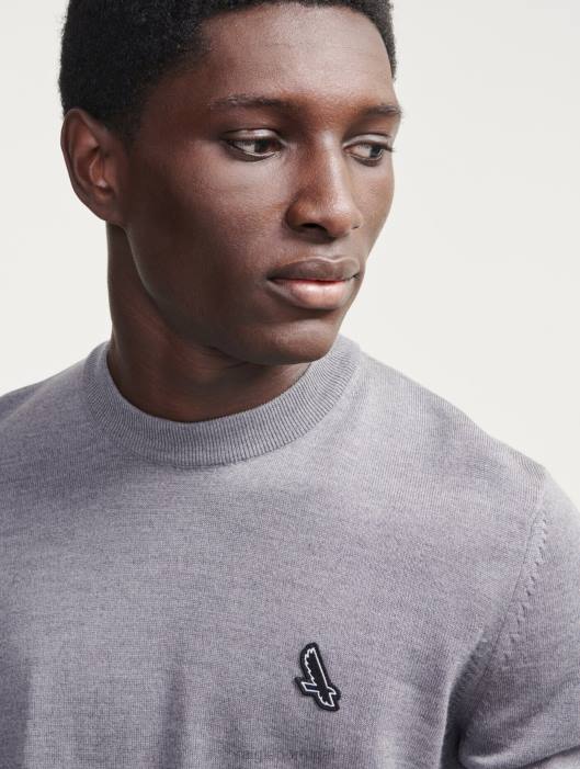 Aigle homens suéter de gola redonda de calibre fino urze cinza roupas D4DF150