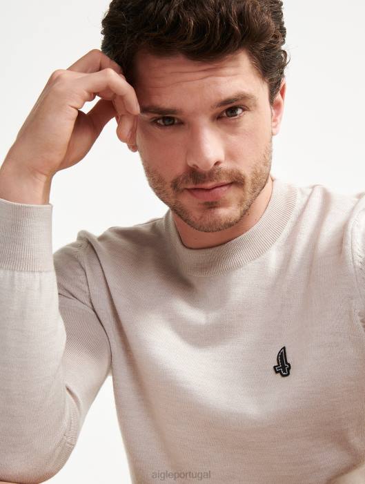 Aigle homens suéter de gola redonda de calibre fino zibelina roupas D4DF134