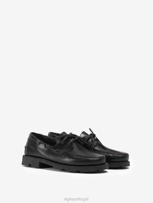 Aigle homens sapatos de barco de couro em nossa icônica sola atemporal preto sapato D4DF322