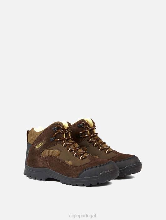 Aigle homens sapatos de couro impermeáveis ​​​​homem marrom/geneta sapato D4DF342