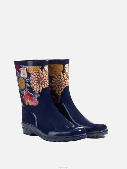 Aigle mulheres bota de chuva estampada no tornozelo kew multibloom botas D4DF601