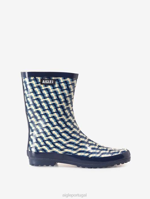 Aigle mulheres bota de chuva estampada no tornozelo monograma botas D4DF629