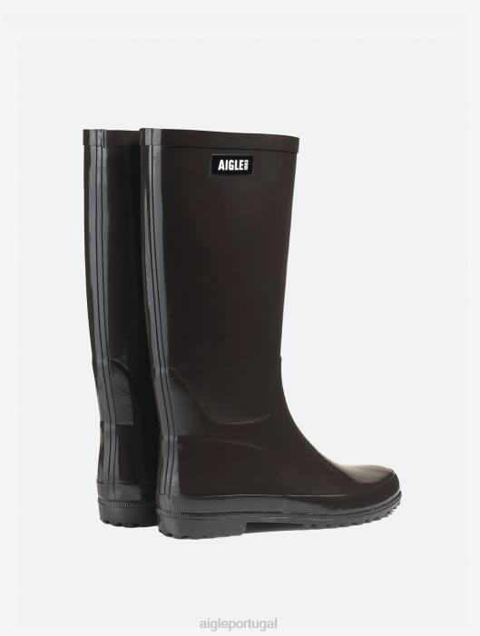 Aigle mulheres bota de chuva patenteada cacau botas D4DF518