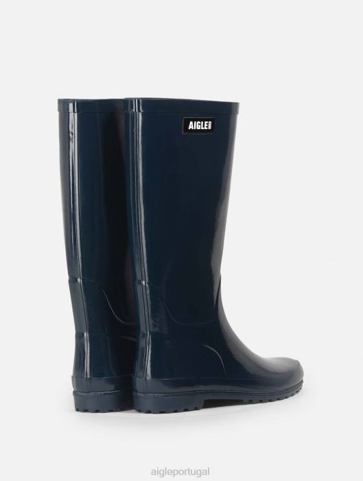 Aigle mulheres bota de chuva patenteada marinho botas D4DF534