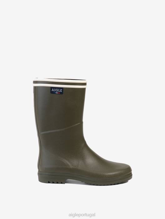 Aigle mulheres botas de chuva com sol entalhado fabricado na França caqui botas D4DF661