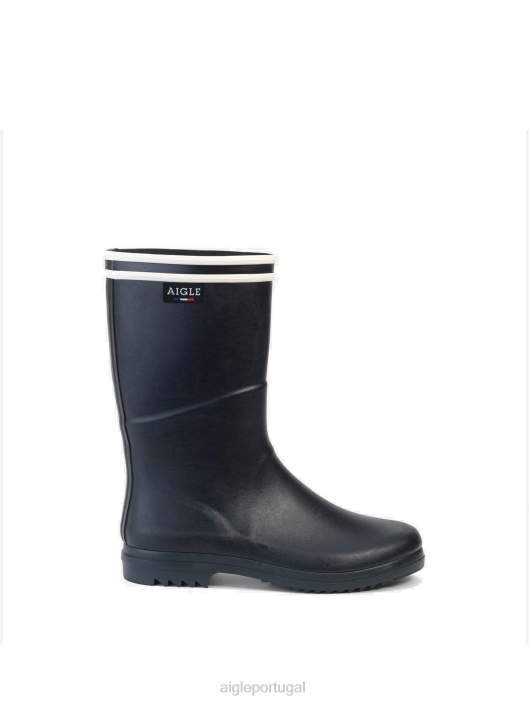 Aigle mulheres botas de chuva com sol entalhado fabricado na França marinho botas D4DF523