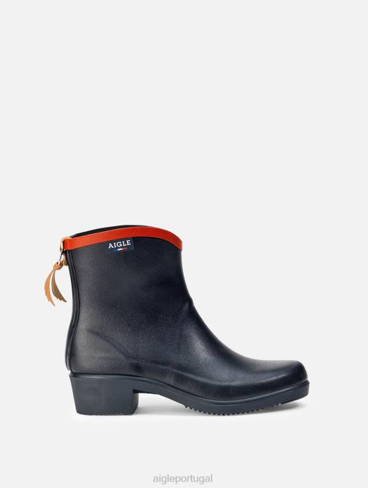 Aigle mulheres botas de chuva versáteis feitas na França marinho/rouge botas D4DF704