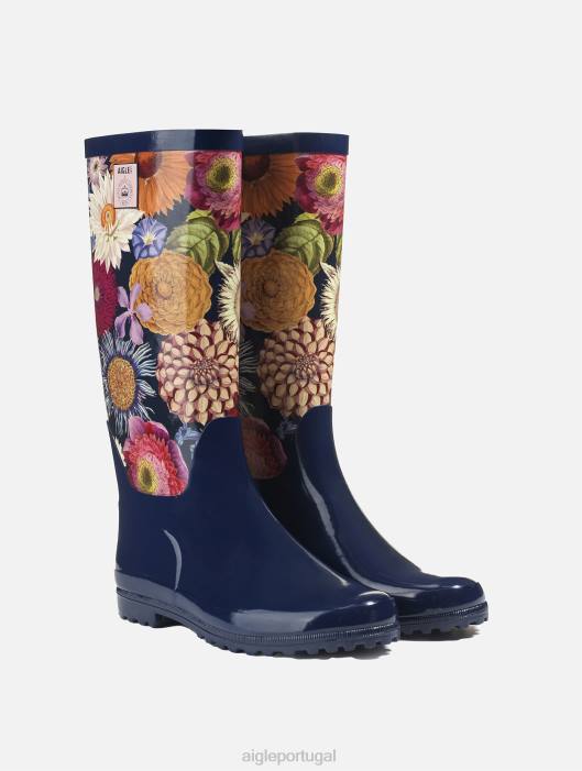 Aigle mulheres versão impressa das botas de chuva patenteadas kew multibloom botas D4DF606