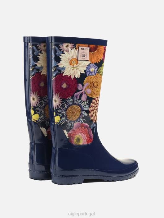Aigle mulheres versão impressa das botas de chuva patenteadas kew multibloom botas D4DF606