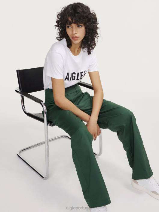 Aigle mulheres calça larga em sarja de algodão botânico roupas D4DF453