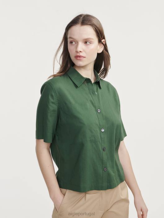 Aigle mulheres camisa folgada manga curta botânico roupas D4DF469