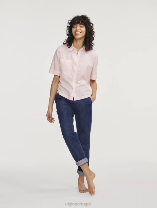 Aigle mulheres camisa folgada manga curta cereja roupas D4DF465