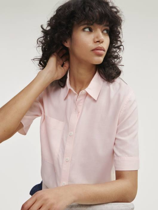 Aigle mulheres camisa folgada manga curta cereja roupas D4DF465