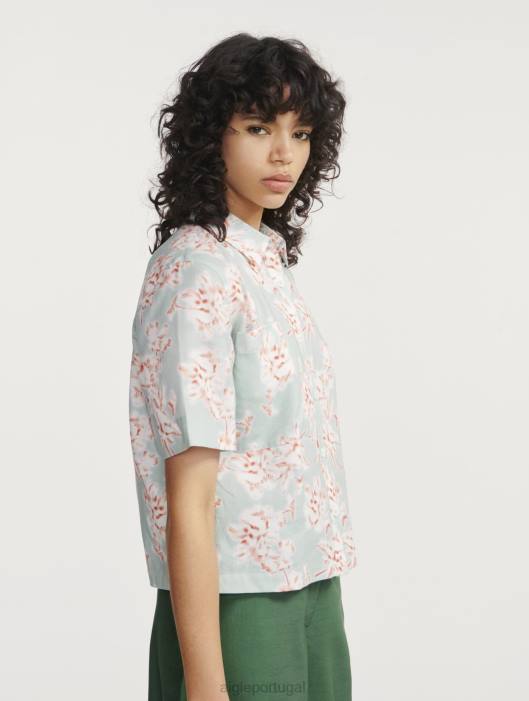 Aigle mulheres camisa folgada manga curta reseda pr roupas D4DF492