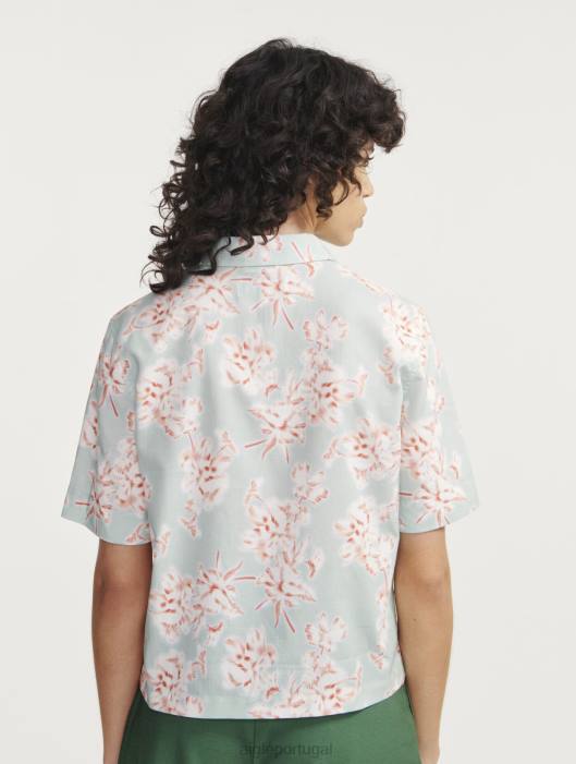 Aigle mulheres camisa folgada manga curta reseda pr roupas D4DF492