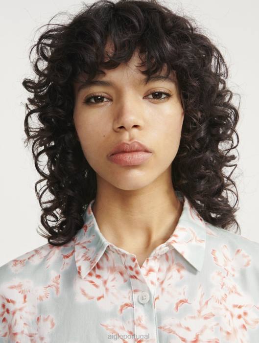 Aigle mulheres camisa folgada manga curta reseda pr roupas D4DF492