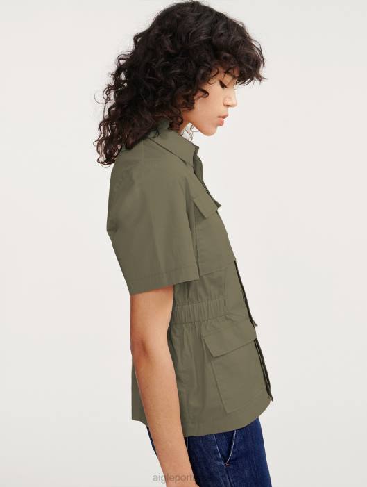 Aigle mulheres jaqueta safari manga curta taillis roupas D4DF439