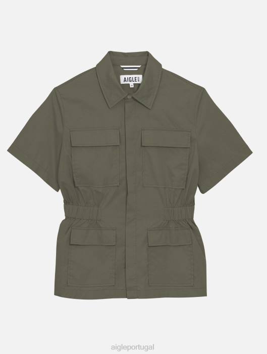 Aigle mulheres jaqueta safari manga curta taillis roupas D4DF439