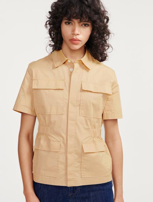 Aigle mulheres jaqueta safari manga curta vime roupas D4DF442