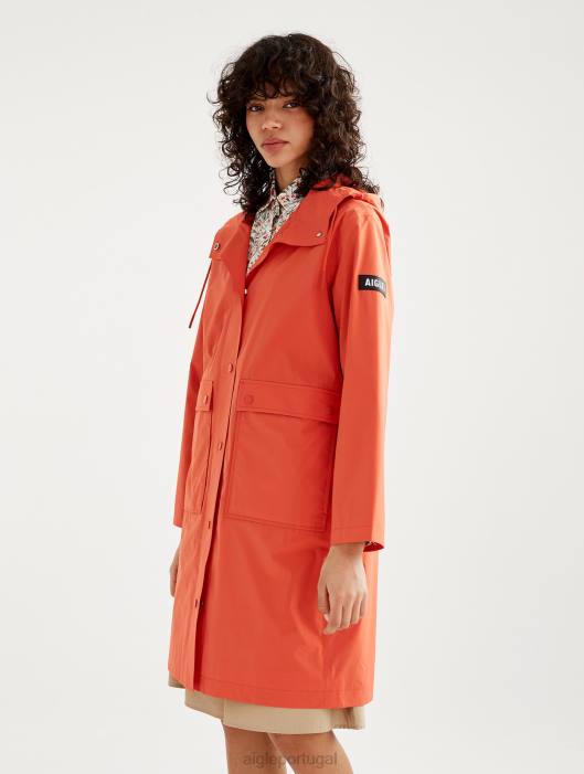 Aigle mulheres capa de chuva longa mtd com capuz Harissa roupas D4DF461