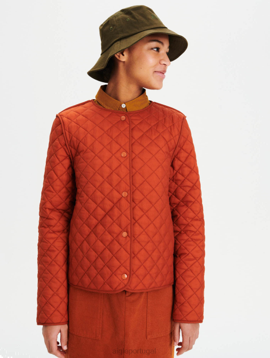 Aigle mulheres jaqueta acolchoada curta e leve marrom dourado roupas D4DF680