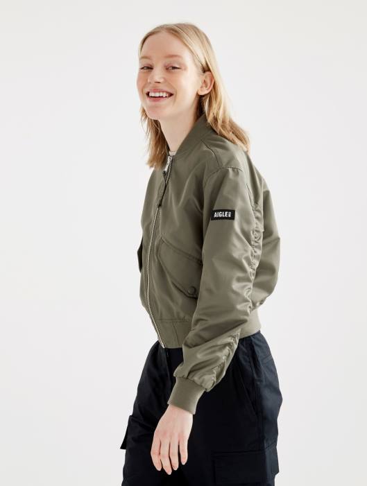 Aigle mulheres jaqueta bomber curta repelente à água taillis roupas D4DF444