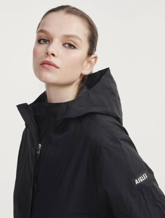 Aigle mulheres jaqueta impermeável mtd curta preto roupas D4DF483
