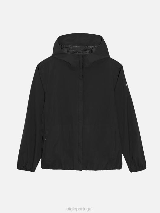 Aigle mulheres jaqueta impermeável mtd curta preto roupas D4DF483