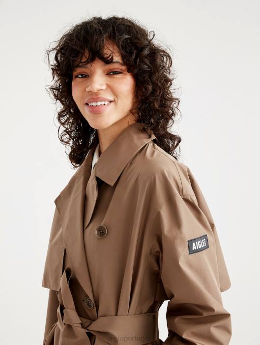 Aigle mulheres sobretudo longo gore-tex paclite capuccino roupas D4DF431