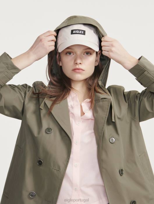 Aigle mulheres trench coat curto gore-tex inspi taillis eu roupas D4DF474