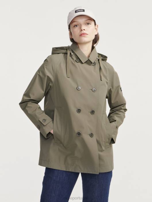 Aigle mulheres trench coat curto gore-tex inspi taillis eu roupas D4DF474