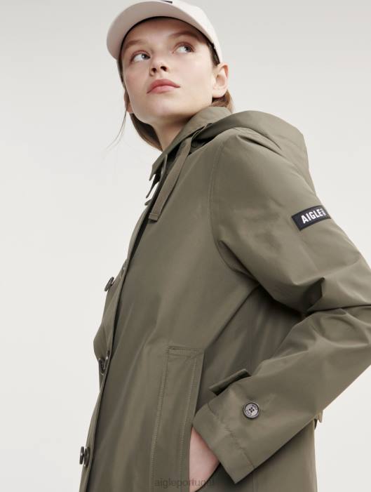 Aigle mulheres trench coat curto gore-tex inspi taillis eu roupas D4DF474