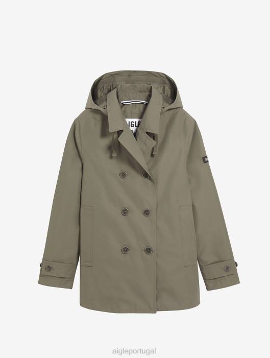 Aigle mulheres trench coat curto gore-tex inspi taillis eu roupas D4DF474