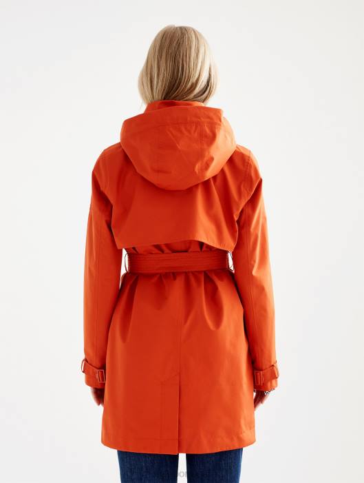 Aigle mulheres trench coat gore-tex curto com capuz destacável goji roupas D4DF501