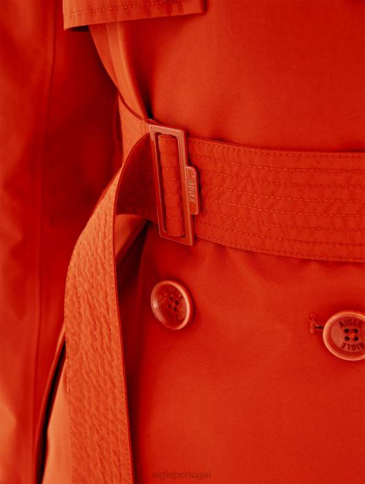 Aigle mulheres trench coat gore-tex curto com capuz destacável goji roupas D4DF501