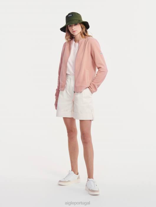 Aigle mulheres gola redonda com zíper rosa enevoada roupas D4DF589