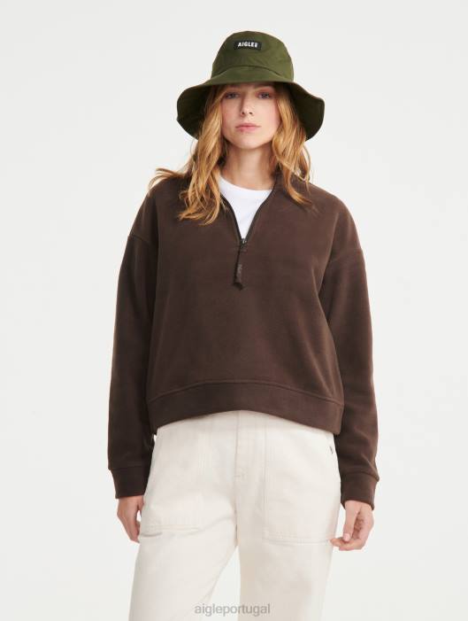 Aigle mulheres lã com zíper cacau roupas D4DF585