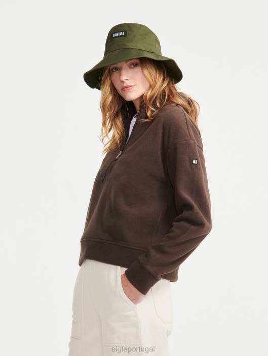 Aigle mulheres lã com zíper cacau roupas D4DF585