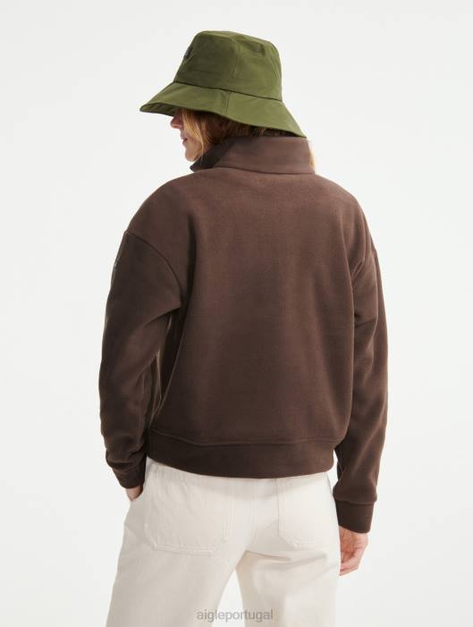 Aigle mulheres lã com zíper cacau roupas D4DF585